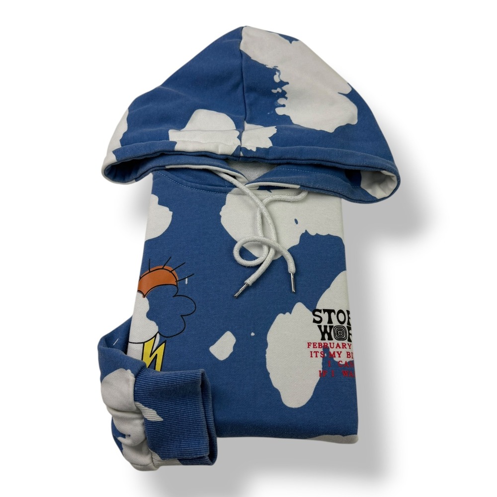 Travis Scott Stormi World Cloud Hoodie Blue White Wish You Were Here Mens Large